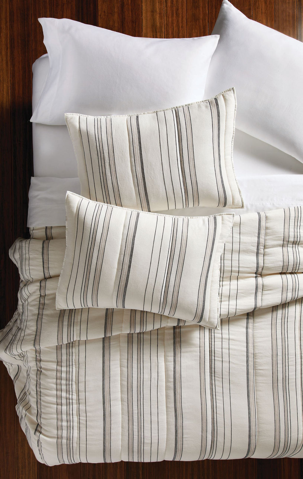 Velmora™ Ticking Stripe Cotton Quilt, Off-White, Full/Queen, All Ages