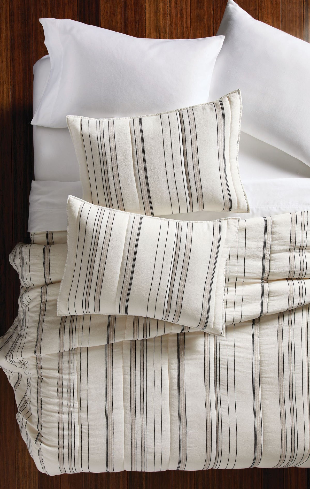 Velmora™ Ticking Stripe Cotton Quilt, Off-White, Full/Queen, All Ages