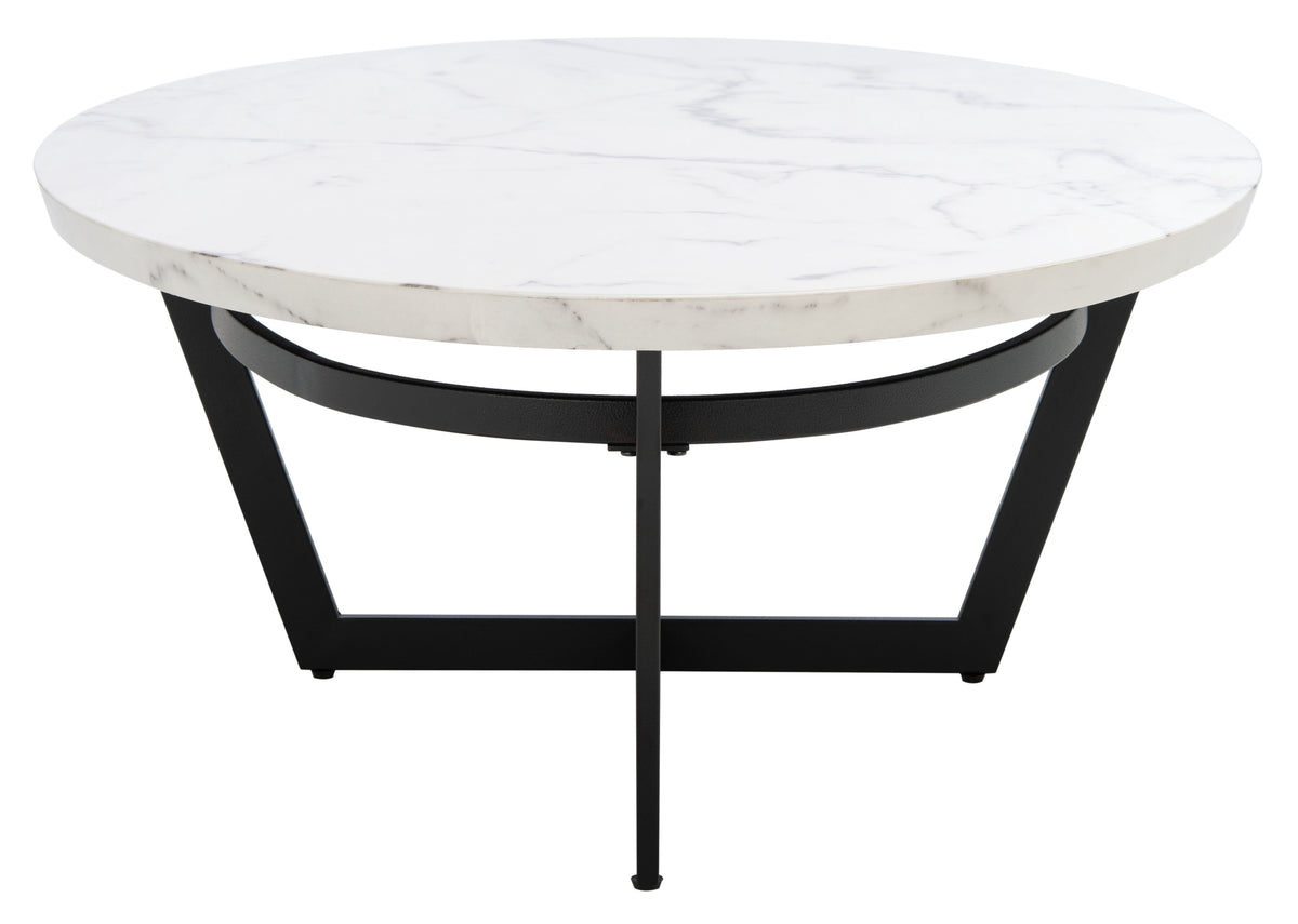 Velmora™ Placido Abstract Oval Coffee Table, White Marble/Black
