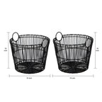 Velmora™ Large Black Poly Rattan Storage Baskets with Handles, Set of 2
