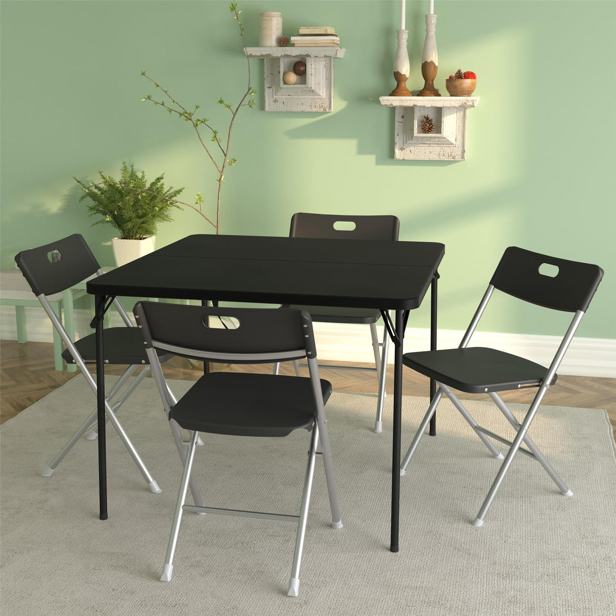 Velmora™ Resin Seat & Back Folding Chair, Black, 4-Pack