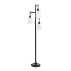 Velmora™ 63.5 in 3 Light Contemporary Black Floor Lamp Clear Glass