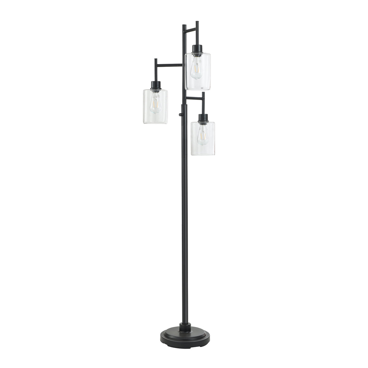 Velmora™ 63.5 in 3 Light Contemporary Black Floor Lamp Clear Glass