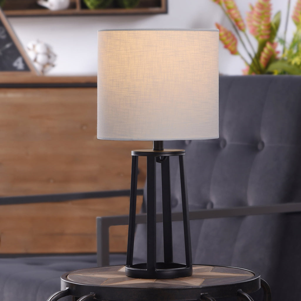 Velmora™ Modern Matte Black Table Lamp with Classic Drum Shade