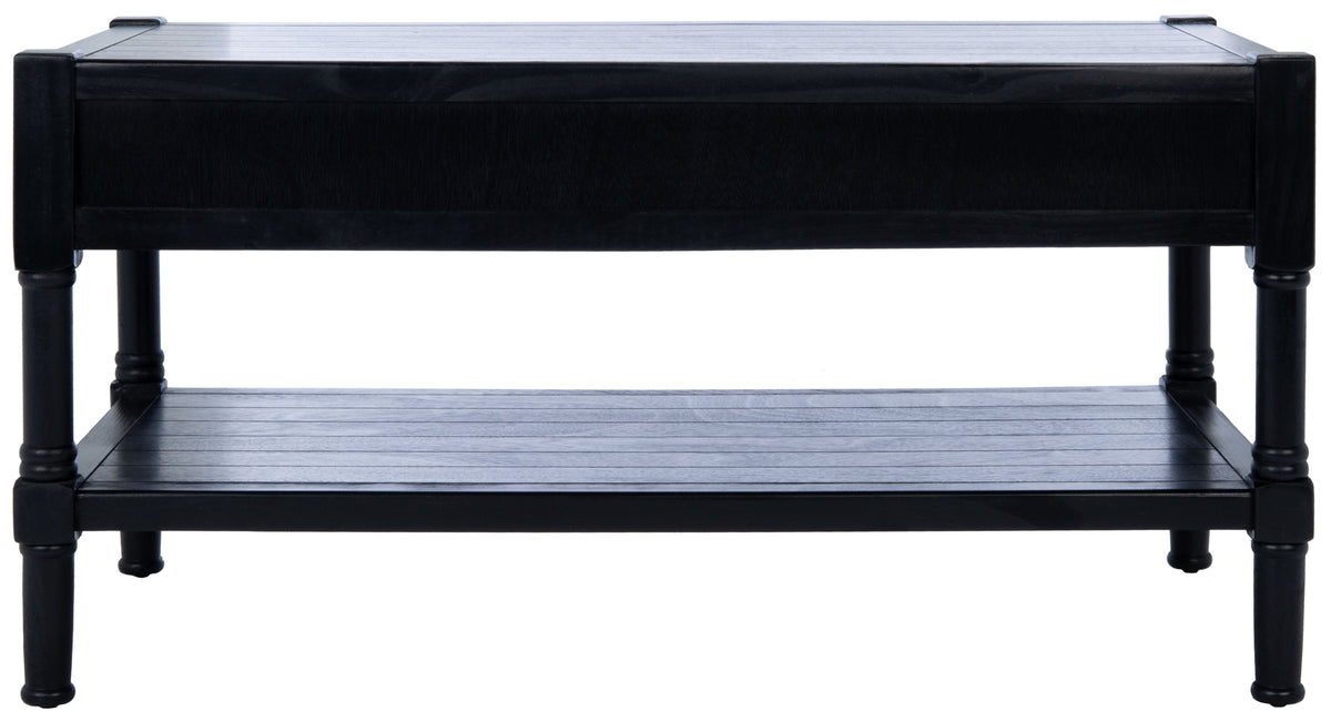 Velmora™ Filbert Solid 2 Drawer Coffee Table, Black