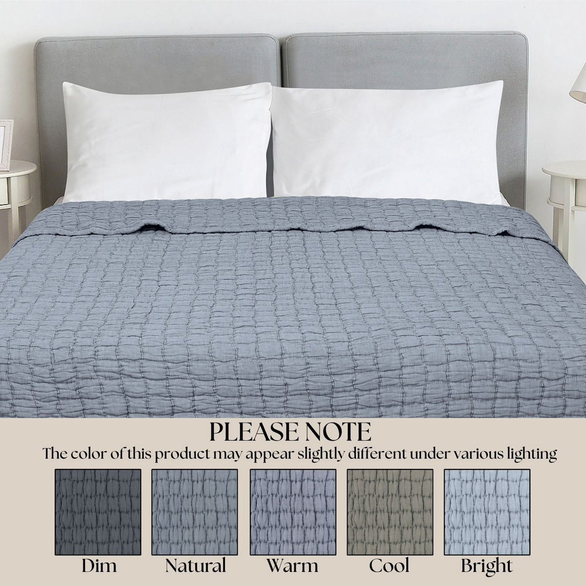 Velmora™ Check Matelasse Quilt, Washed Indigo, Full/Queen