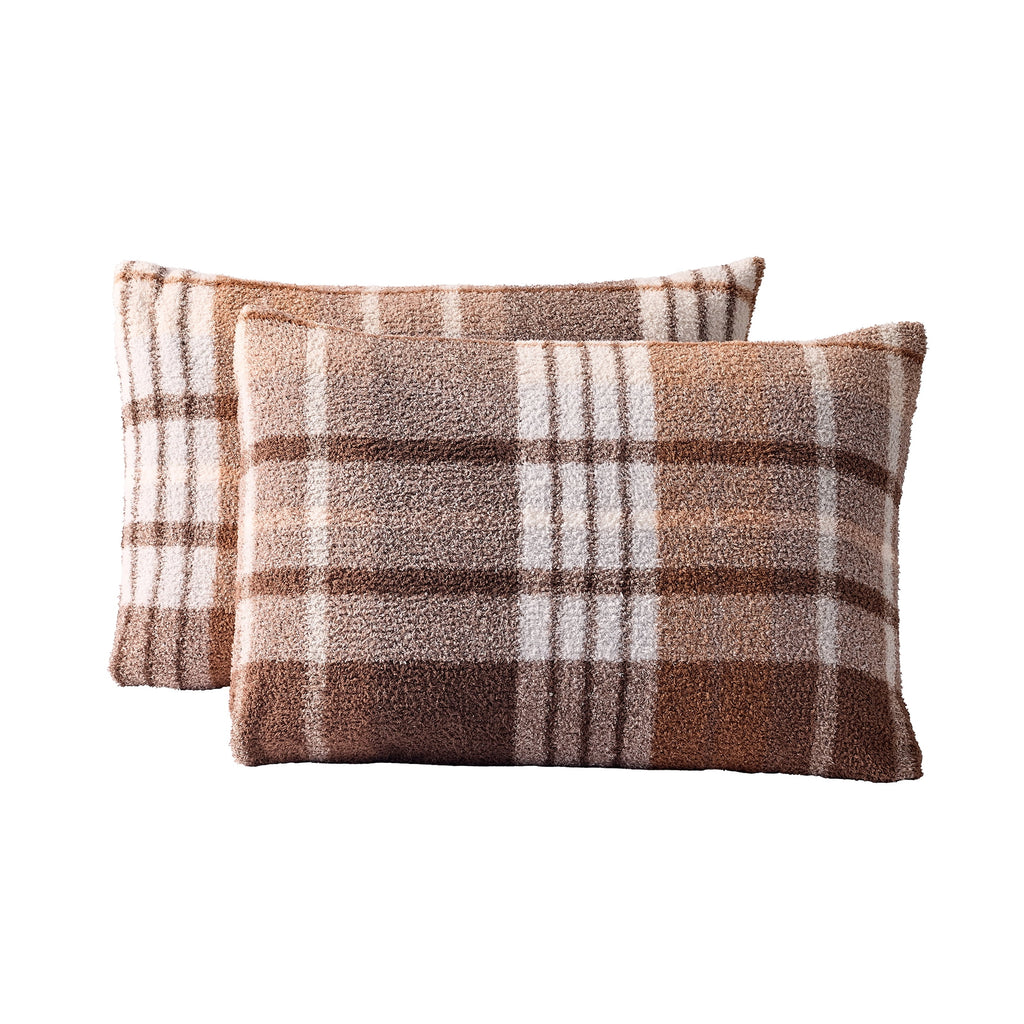 Velmora™ 3-Piece Brown Plaid Cozy Knit Comforter Set, King