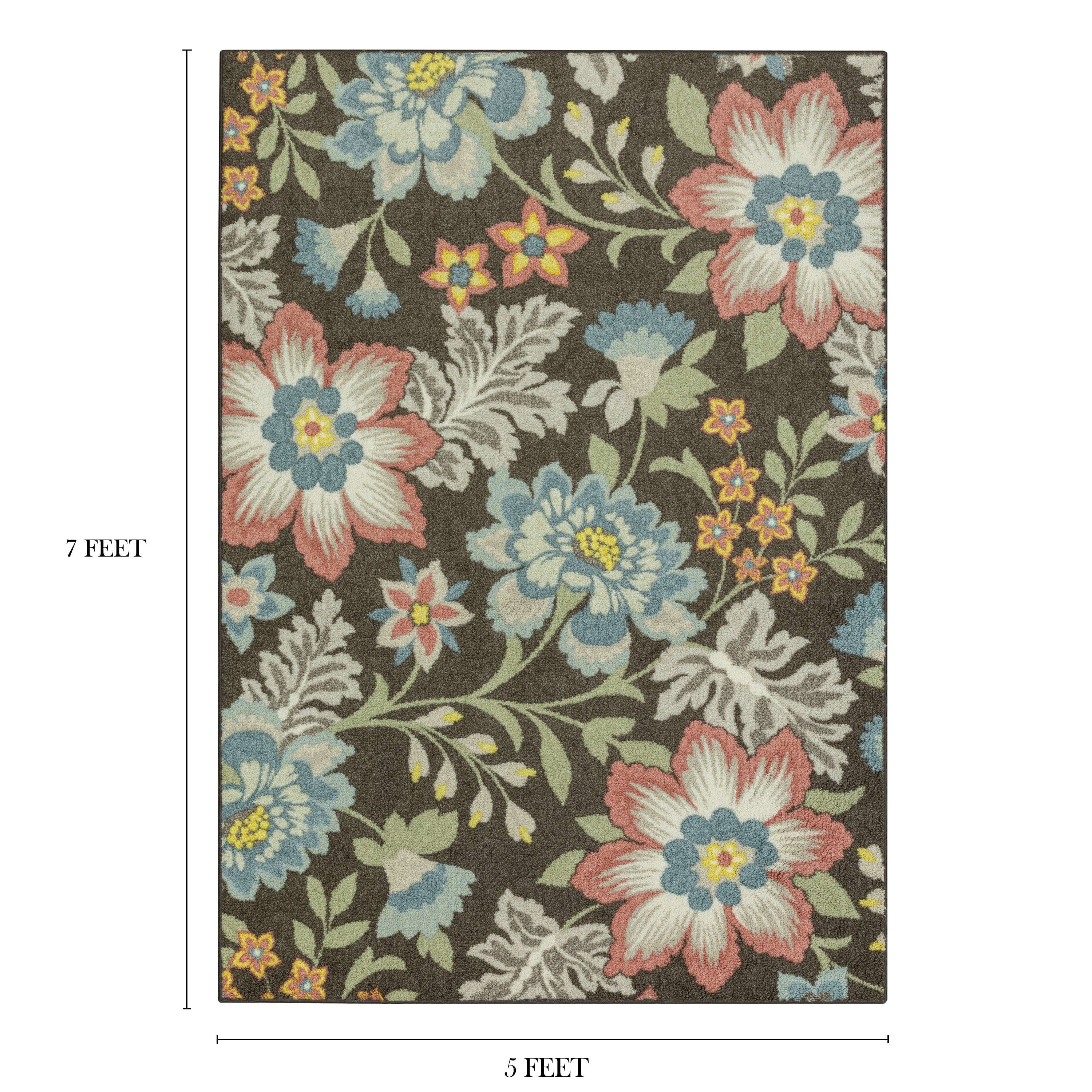 Velmora™ (2 pack) Farmhouse Oversized Floral Gray Multicolor Indoor Area Rug, 5' x 7'