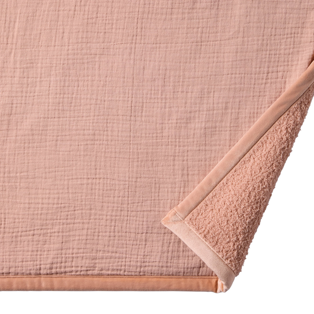 Velmora™ Throw Blanket, Reversible Gauze and Cozy Knit, 50 in x 72 in, Antique Blush