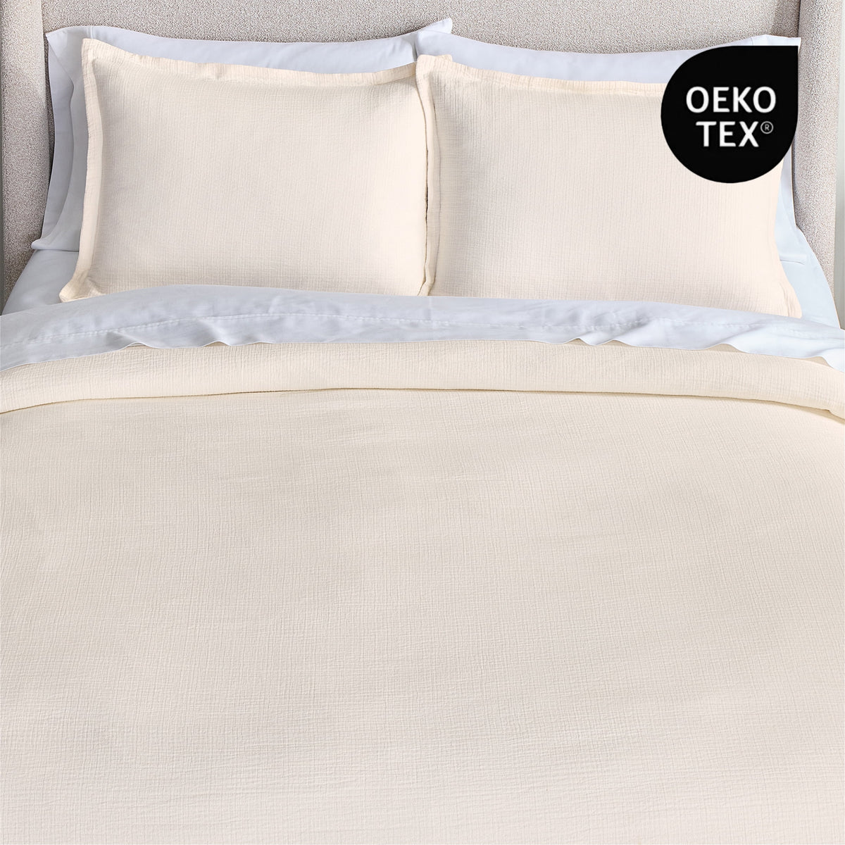 Velmora™ Full/Queen Comforter Set, All-Season, 3-Piece, Cream Gauze