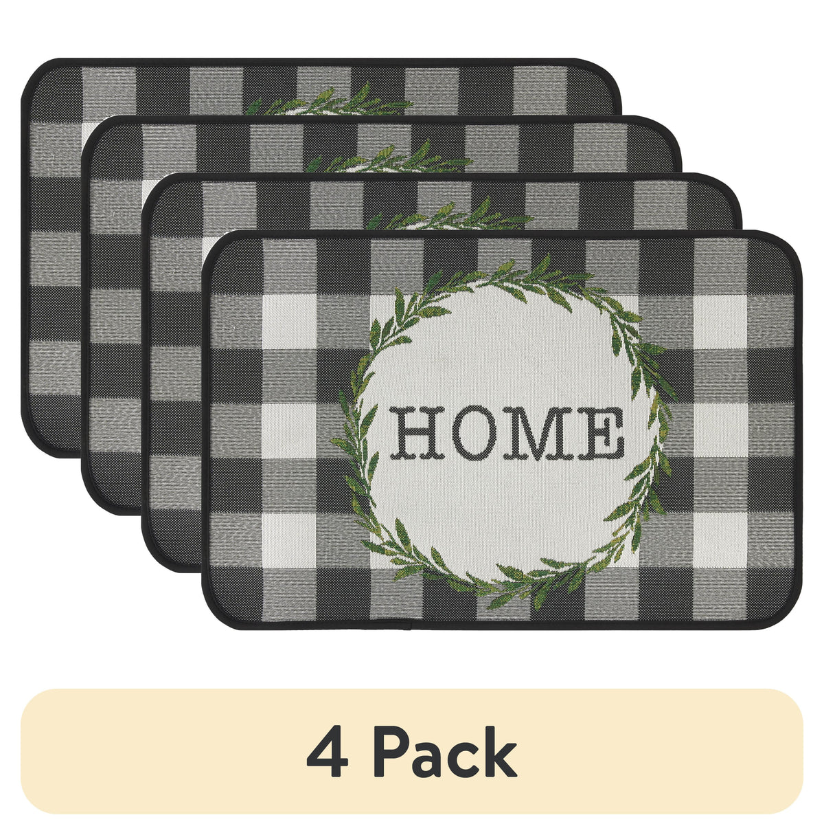 Velmora™ (4 pack) Buffalo Check Home Kitchen Rug - 20" x 30" - 65% Polypropylene/ 35% Polyester - Grey