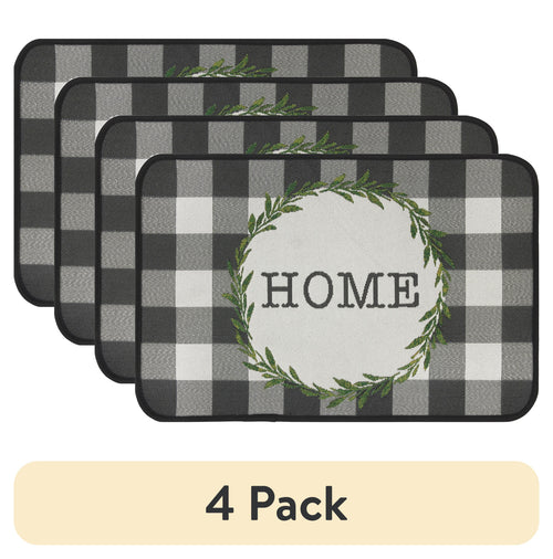 Velmora™ (4 pack) Buffalo Check Home Kitchen Rug - 20" x 30" - 65% Polypropylene/ 35% Polyester - Grey