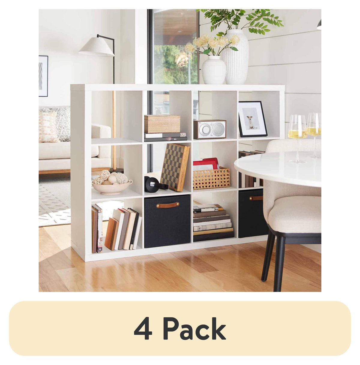 Velmora™ (4 pack) 12 Cube Storage Organizer, White Texture