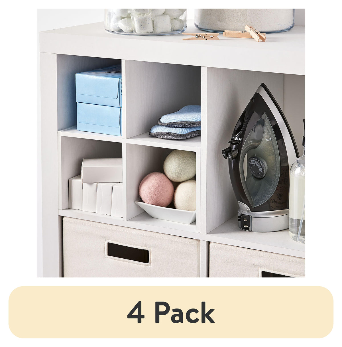 Velmora™ (4 pack) Quad Shelf Insert for Cube Organizers, White Texture