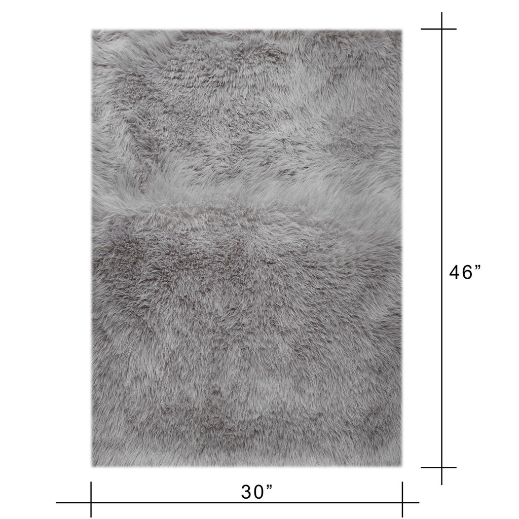 Velmora™ Grey Faux Fur Area Rug, Non-Skid, 30 in x 46 in