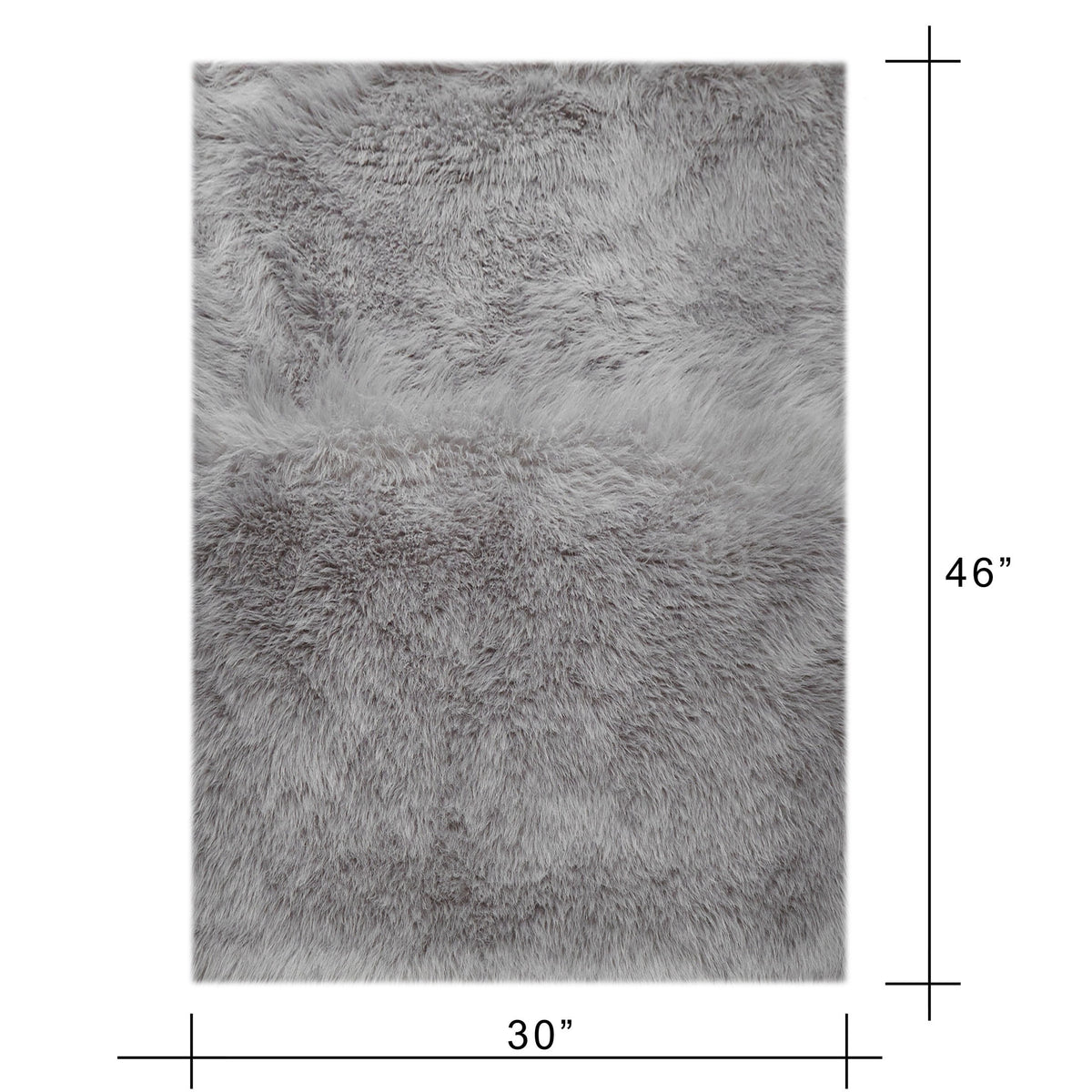 Velmora™ Grey Faux Fur Area Rug, Non-Skid, 30 in x 46 in