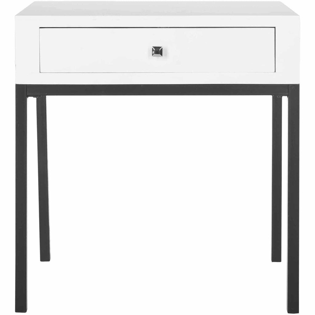 Velmora™ Adena Solid Rustic End Table with Storage Drawer, White