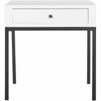 Velmora™ Adena Solid Rustic End Table with Storage Drawer, White