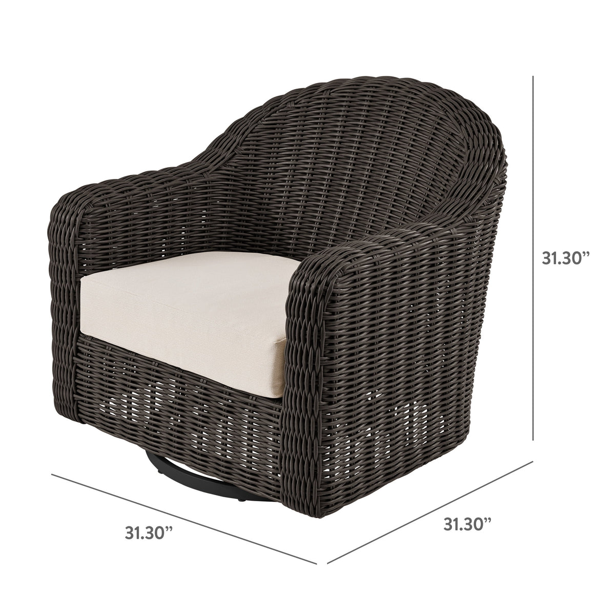 Velmora™ Bellamy Outdoor Motion Chair, Dark Brown Wicker with Cream Cushion