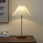 Velmora™ 21" Gold Brass Pleated Shade Table Lamp