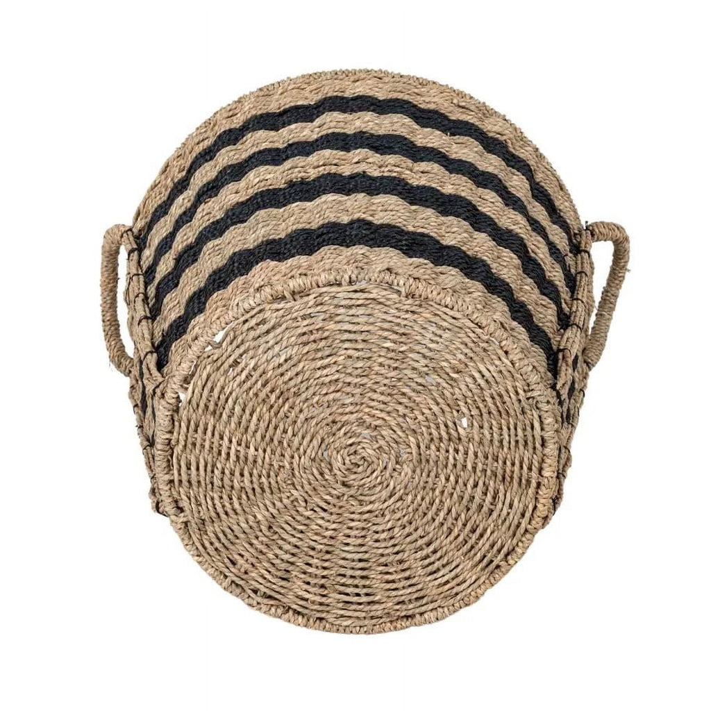 Velmora™ Extra Large Striped Seagrass Decorative Storage Basket with Handles, 17 in x 18 in