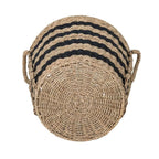 Velmora™ Extra Large Striped Seagrass Decorative Storage Basket with Handles, 17 in x 18 in