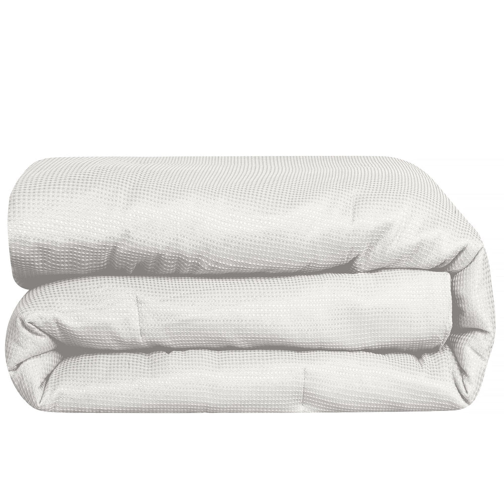 Velmora™ 3-Piece Waffle Comforter Set with Matching Shams, Full/Queen, Vanilla Dream