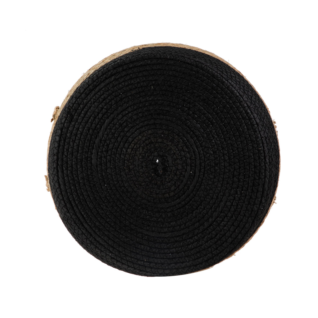 Velmora™ Natural and Black Round Rush Baskets, Set of 2