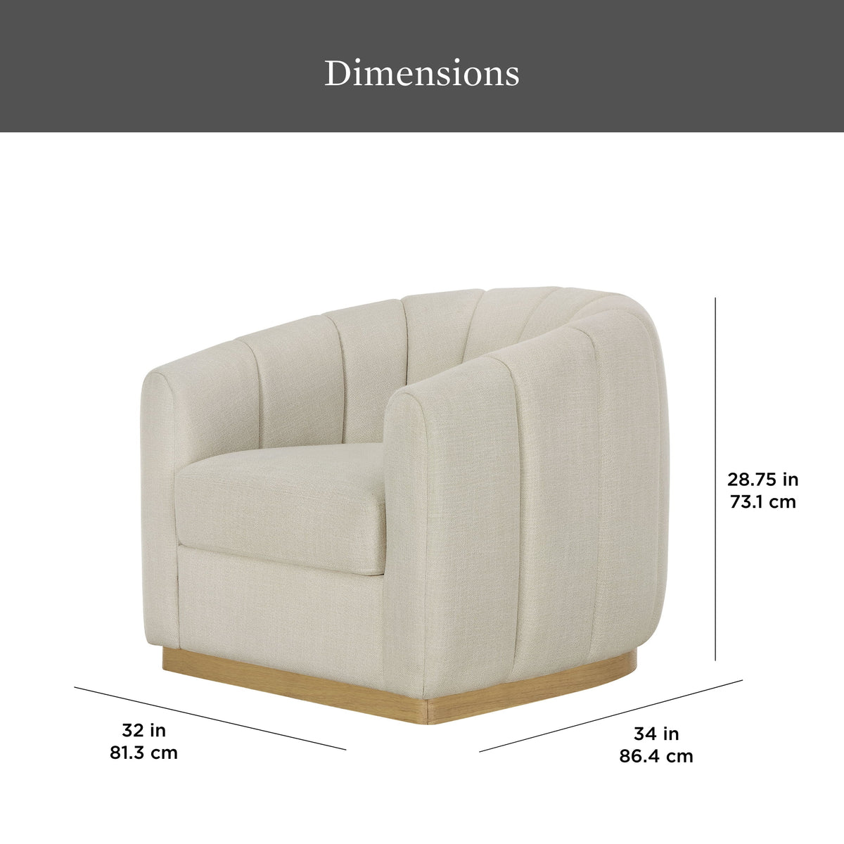Velmora™ Lillian Accent Swivel Chair, Cream Linen