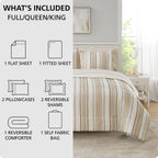 Velmora™ Bed in a Bag Bedding Set, 7 Piece, King, Beige Stripe
