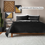 Velmora™ Velvet Stripe Quilt, King, Black