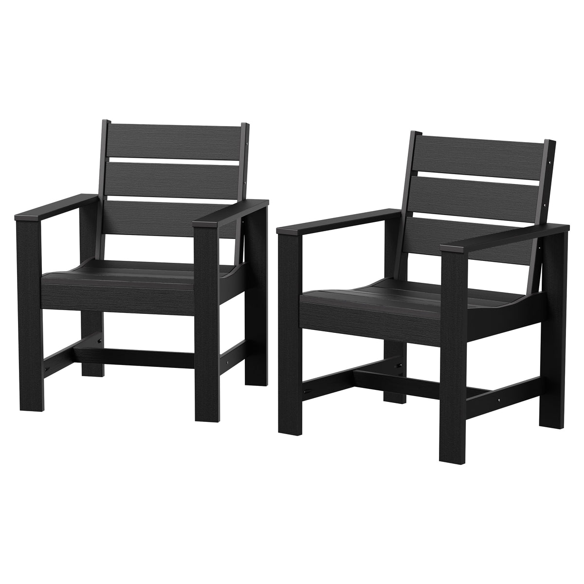 Velmora™ Ezra Outdoor HDPE Dining Chair Set, 2-Pack, Black