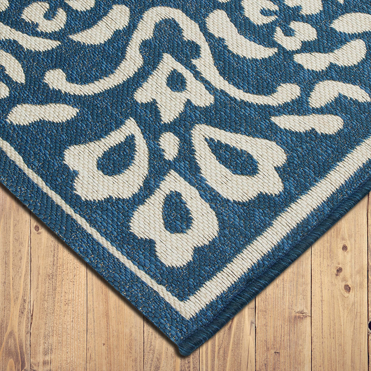 Velmora™ Traditional Medallion Outdoor Rug, 7 ft x 10 ft, Blue