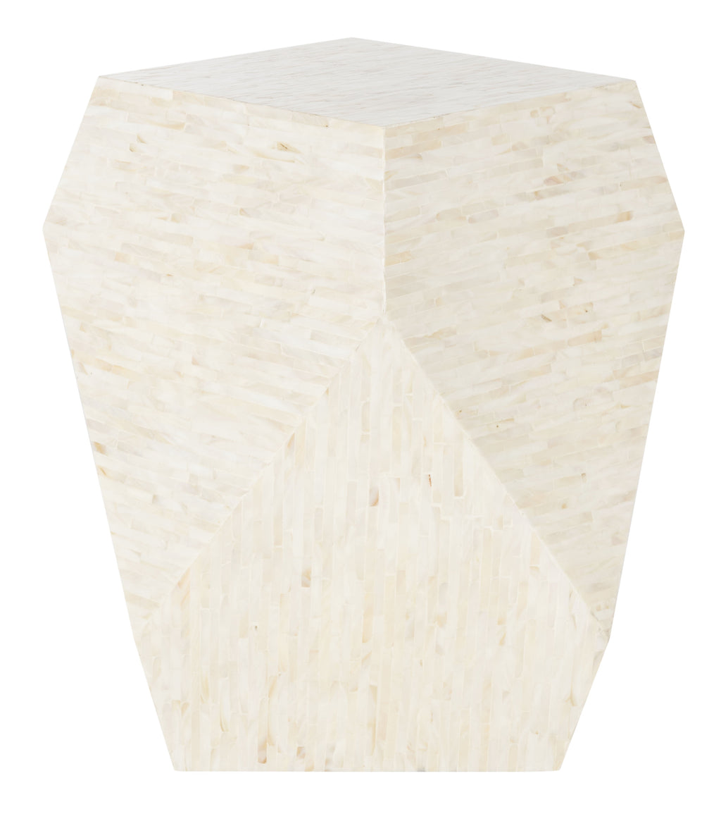 Velmora™ Lea Glam Mosaic Geometric Side Table, Light Beige/Multi