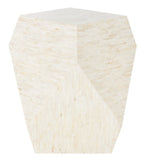 Velmora™ Lea Glam Mosaic Geometric Side Table, Light Beige/Multi