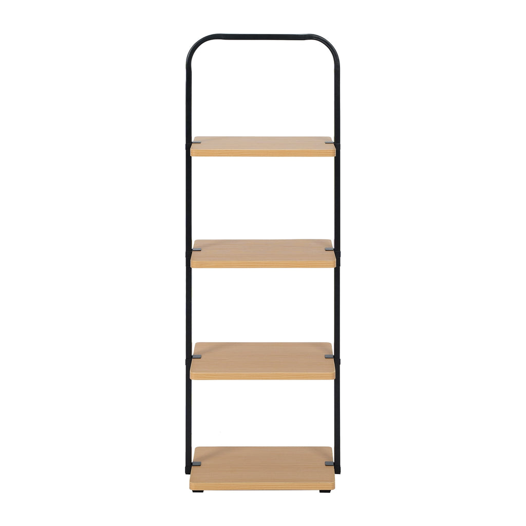Velmora™ Juliet 4-Tier Wooden Shoe Ladder for Shoe Storage, Black and Light Honey Wood, Holds up to 4 Pairs