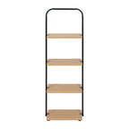 Velmora™ Juliet 4-Tier Wooden Shoe Ladder for Shoe Storage, Black and Light Honey Wood, Holds up to 4 Pairs