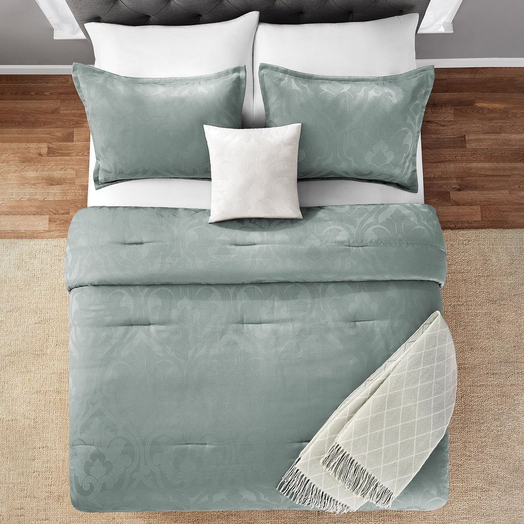Velmora™ 5-Piece Sage Jacquard Comforter Set, King