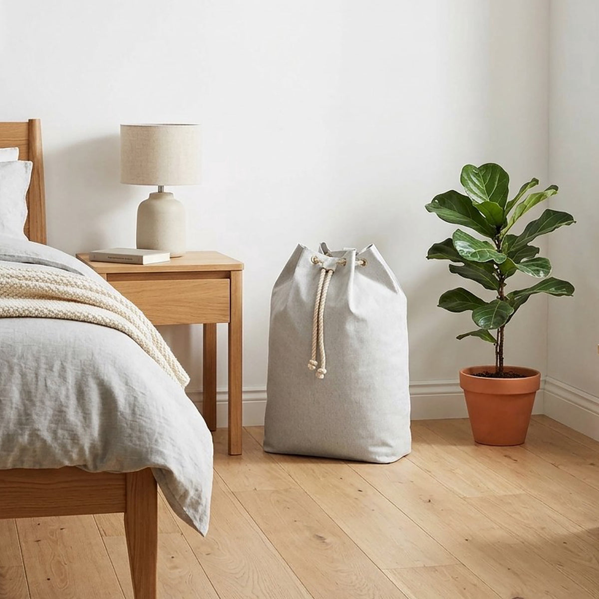 Velmora™ (2 pack) Polyester and Cotton Canvas Laundry Bag, Gray, 15 in W x 7 in D x 24.5 in H
