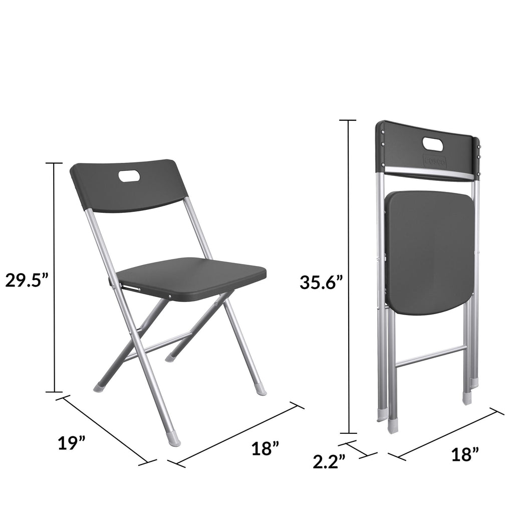 Velmora™ Resin Seat & Back Folding Chair, Black, 4-Pack