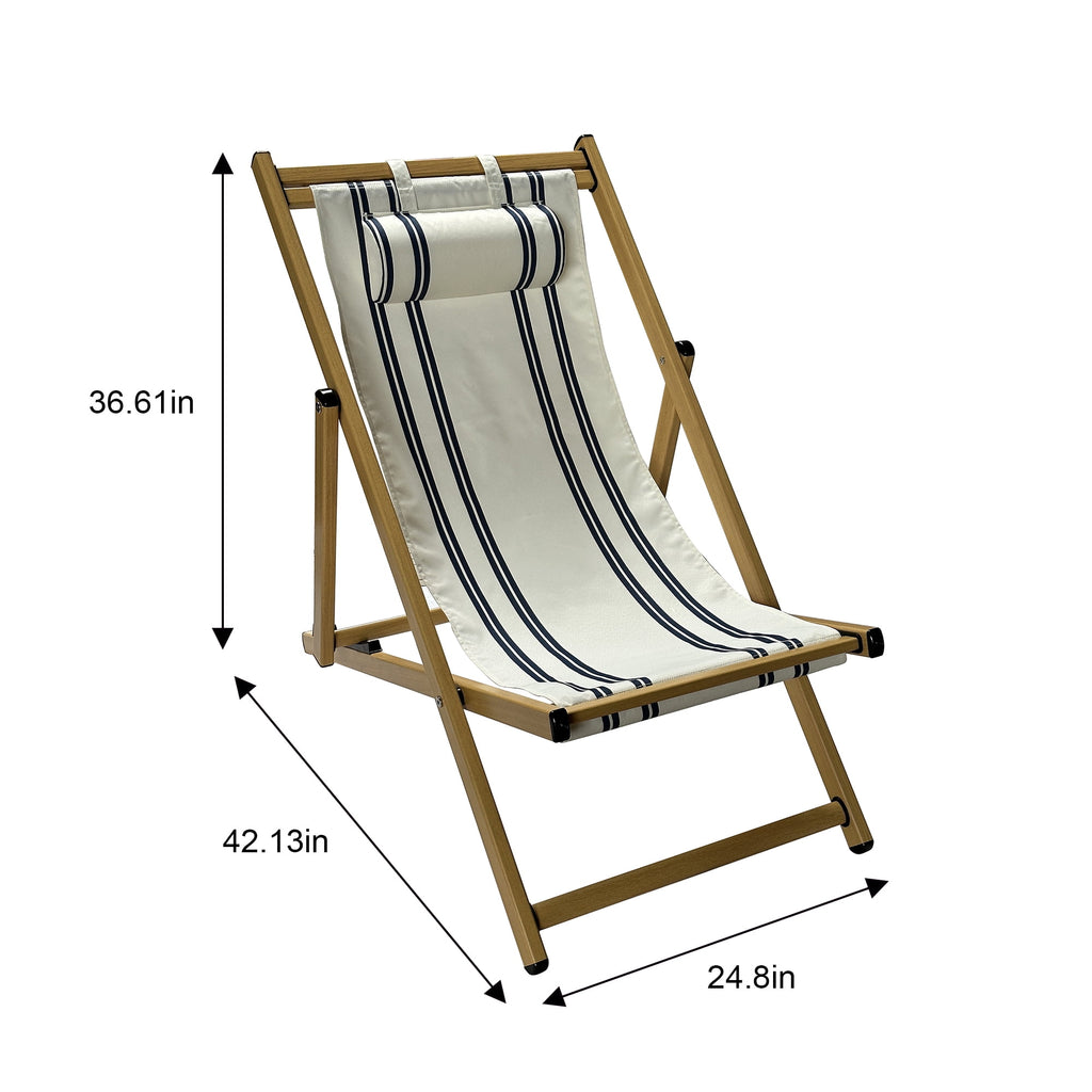 Velmora™ (2 pack) Resort Sling Fabric Chair, Beige & Blue Stripe