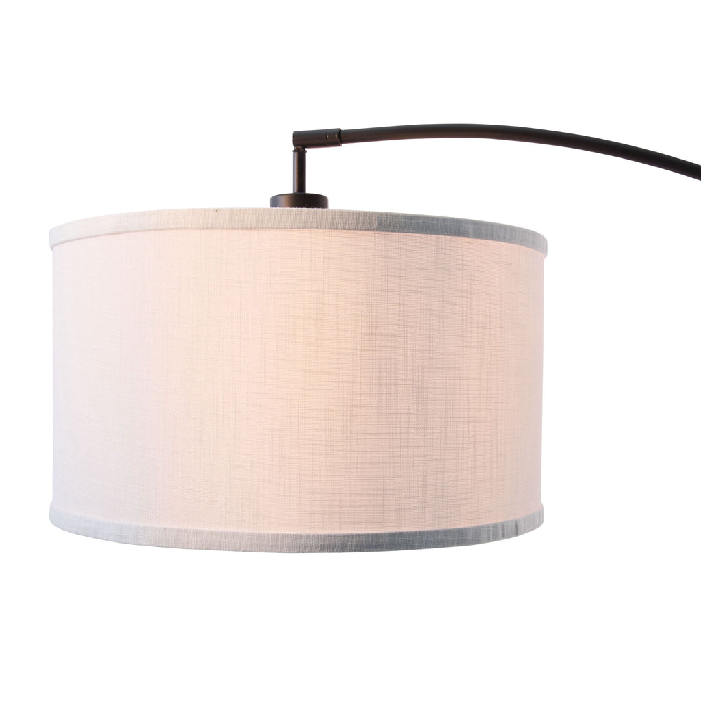 Velmora™ Michelle 71-Inch Metal Arc Floor Lamp with White Fabric Shade and 3-Way Switch