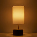 Velmora™ Woodgrain Touch Table Lamp, Walnut and Brushed Brass Finish, 16.25 in