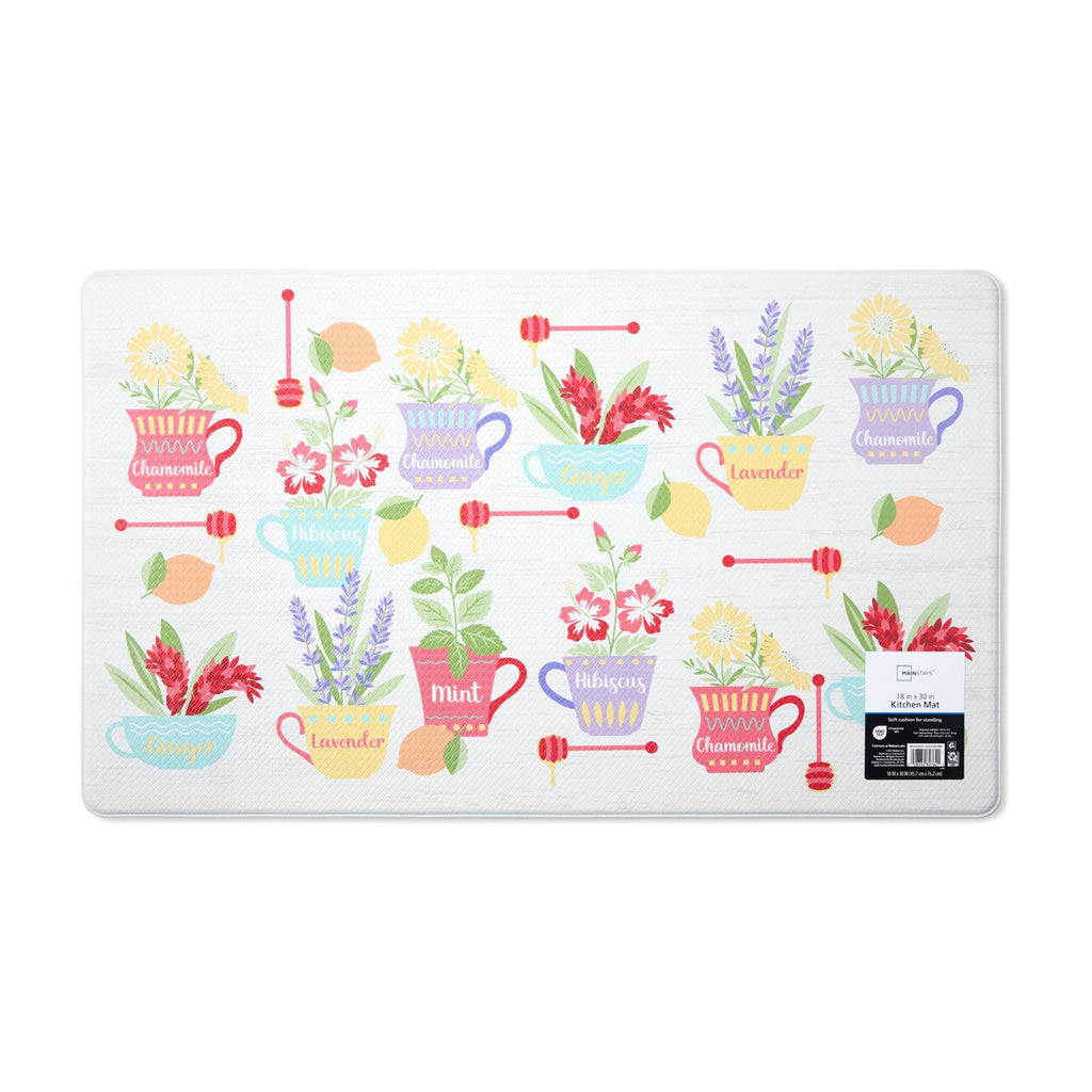 Velmora™ (4 pack) Multicolor Kitchen Mat, Herbal Tea, 18"W x 30"L, 1 Piece