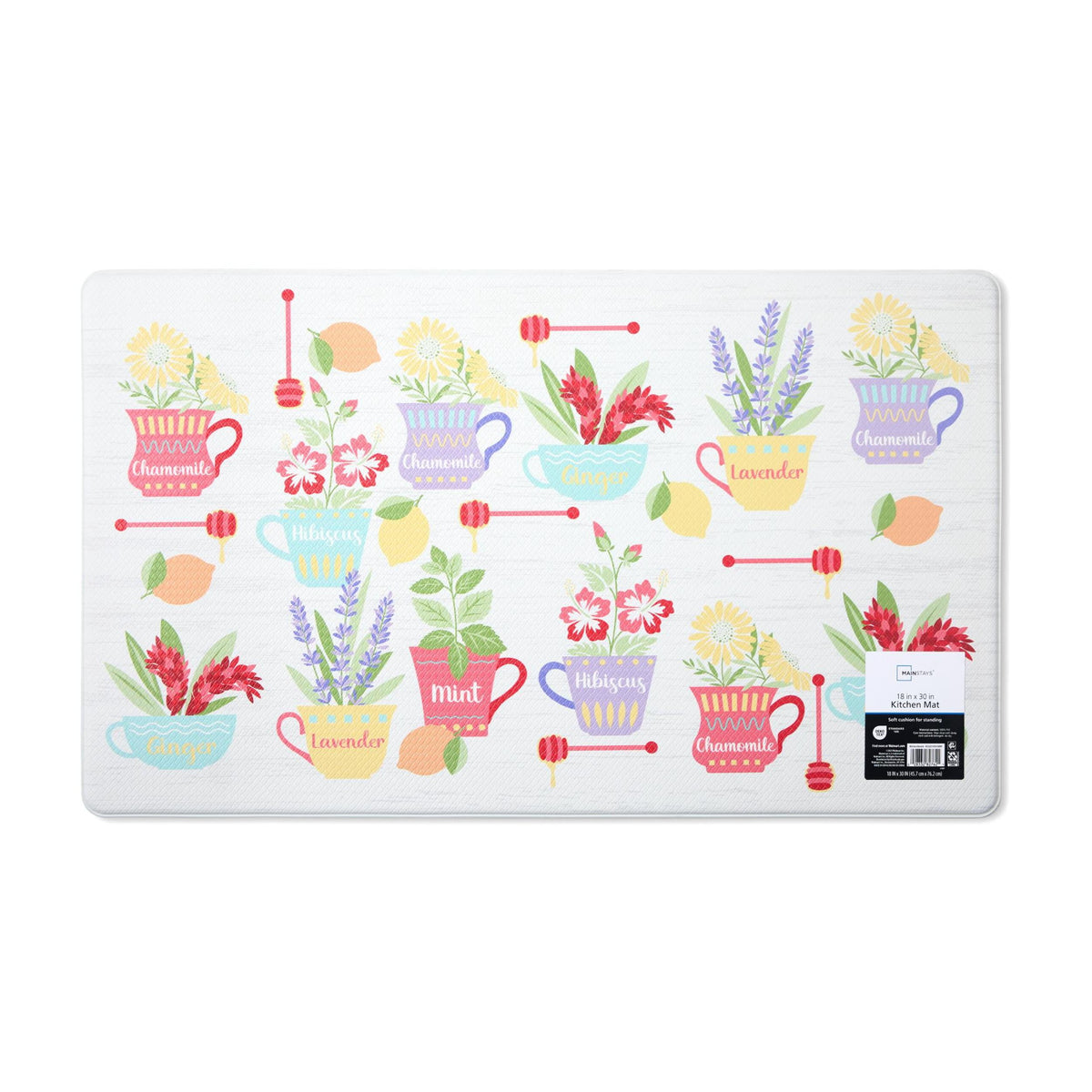 Velmora™ (4 pack) Multicolor Kitchen Mat, Herbal Tea, 18"W x 30"L, 1 Piece