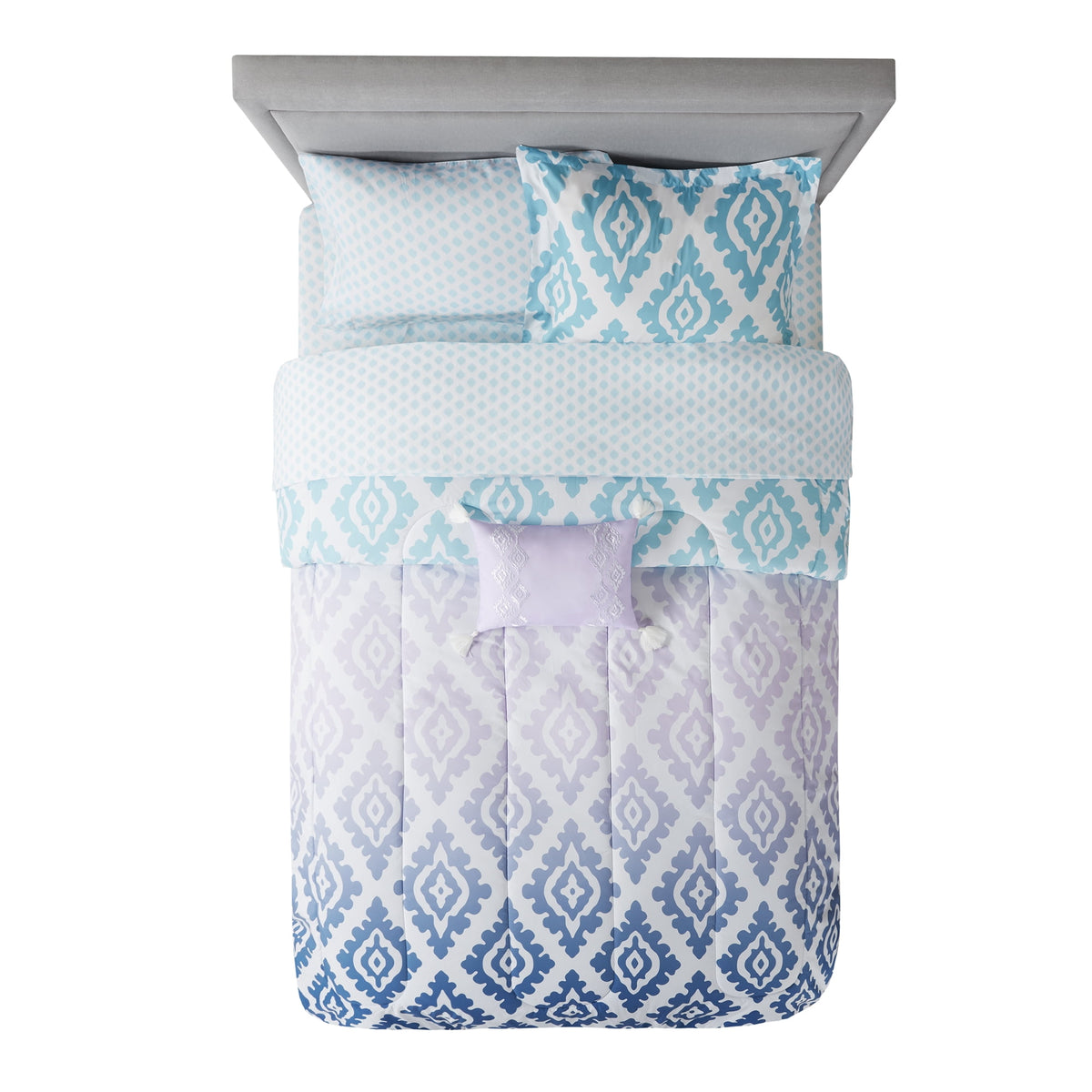 Velmora™ Teal and Purple 6 Piece Bed in a Bag Comforter Set with Sheets, Twin/Twin XL
