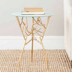Velmora™ Tara 22.5 in. H Branched Glass Top Accent Table, Gold/White