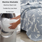 Velmora™ Reversible King Quilt, Light Blue, Leaf-Stitched, Lightweight Bedding