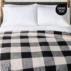 Velmora™ Buffalo Plaid Cotton Quilt, King, Black & White Bedding