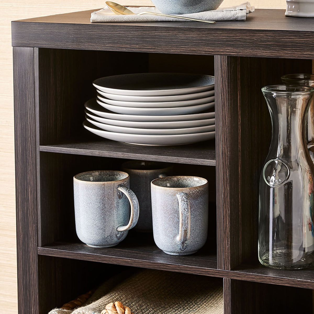 Velmora™ (4 pack) H Shelf Insert for Cube Organizers, Tobacco Oak